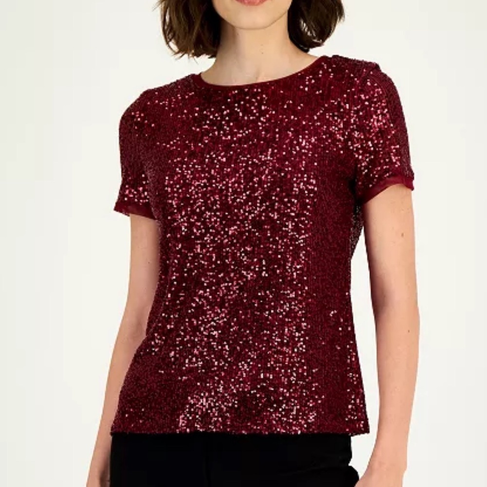 Anne Klein
Women's Sequined T-Shirt ruby red